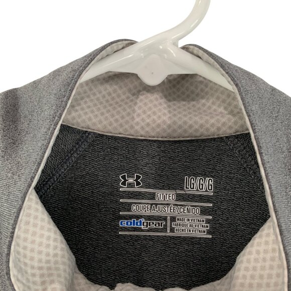 Under Armour Fitted Coldgear Gray 1/3 Zip Mock Neck Pullover Sweater Size LG - Picture 5 of 6